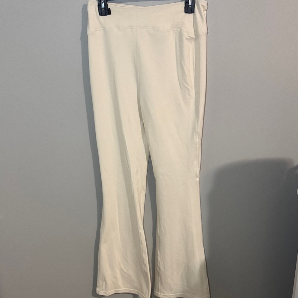 Elegant Cream Women's Flared Pants